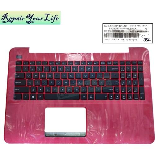 Palmrest Assembly Us Keyboard For Asus X555 X555L X555LA LN X555U Series 90NB0624-R31US0 Red Top Case Black Keyboards 612RUS00