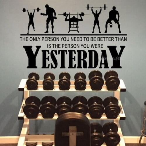 Inspirational Gym Wall Decals Fitness Room Art Decor Vinyl Wall Stickers Gym Studio Signs Poster Decoration Bedroom Decor L2654