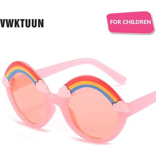 VWKTUUN Rainbow Sunglasses Child Vintage Cute Sun glasses Round Glasses UV400 Boys Girls Party Shades Outdoor UV400 Eyewear