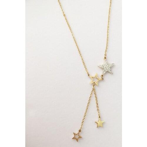 High quality top fashion necklace ,stainless steel ,anti-allerge , star shape pendant necklace,silver and gold colors