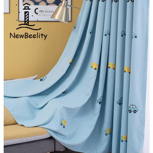 Korean Cartoon Car Boy Curtain Embroidered Shade Finished Children Curtain Bedroom Childrens Room