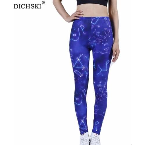 DICHSKI Women Sports Yoga Pants Hight Waist Push Up Hip Legging Running Fitness Gym Tight Trouser Sapphire Star Stretch Bottom