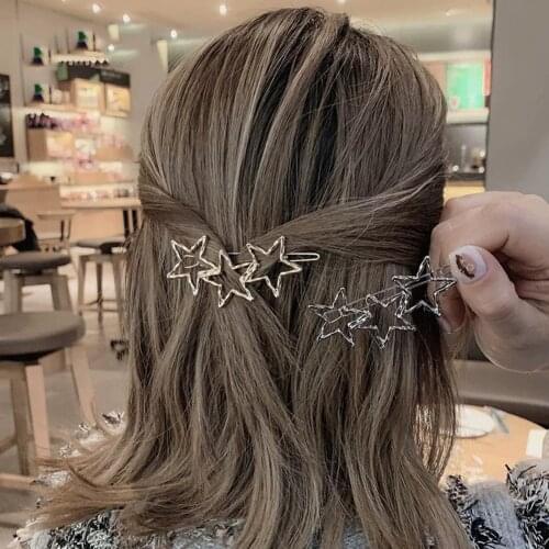 Alloy Shining Star Heart Shaped Metal Hair Clips Lady Gold Color Metal imitate Pearl Cute Hairpins Female Hair Accessories New
