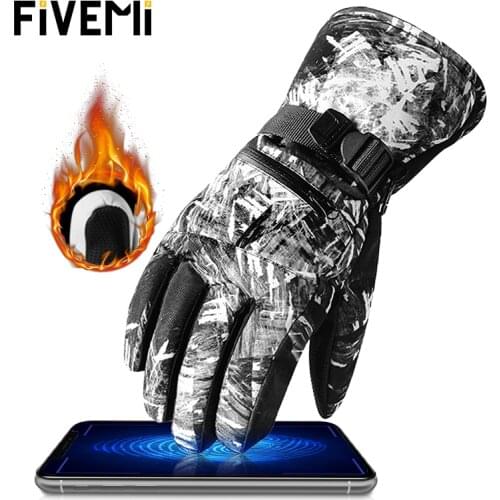 Snow Ski Gloves Winter Warm Gloves Snowboard Cold-proof Waterproof Anti-Slip Cycling Motorcycle Fluff Gloves For Touchscreen