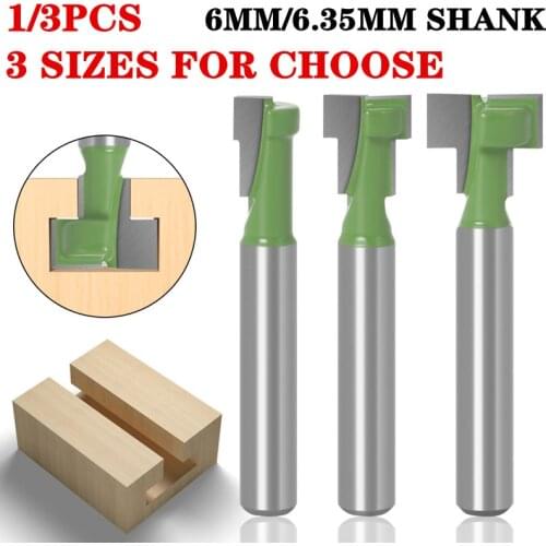 3pcs 6mm 1/4" Shank T-Track Slotting & T-Slot Keyhole Cutter Router Bit Steel Handle 5/16" 3/8'' & 1/2'' Length Cutter For Wood