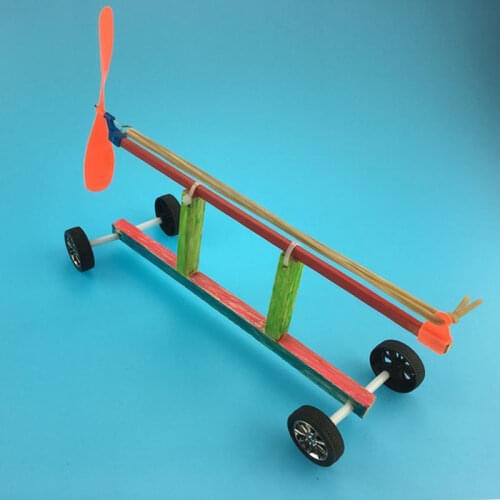1pc Science and Technology Small Production Model Rubber Band Power Car Science Model Car Toy for Children
