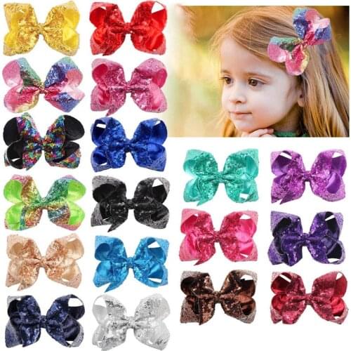18 Colors 4" Glitter Rainbows Hair Bows Clips for Girl Sequins Bling Bow Alligator Clips Hair Accessories for Teens Kids