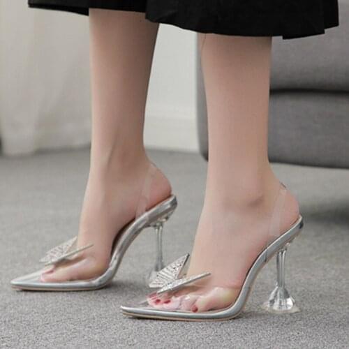 2021 Fashion High Heels Women Pumps Ladies Sexy Woman Shoes Sandals Party Female Butterfly-knot Square Heels Shoes For Woman