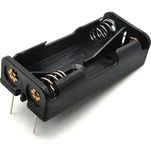 2 X 1.5V AAA Battery Clip Black Holder With Pins Storage Box Container 2 Slots For 2*AAA Batteries Plastic Case