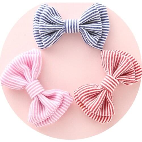3pcs/lot Strip Cotton Cloth Hair Bows For Baby Girls Mini Hair Clips Hairpins Headband For Children Baby Girl Hair Accessories