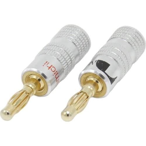 10pcs/lot Gold plated Speaker Banana Plug For audio Speaker Connector Black Red Color