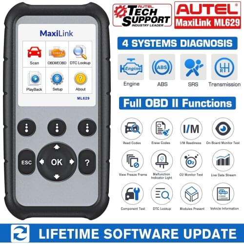 Autel ML629 OBD2 Scanner Car Diagnostic Tool OBDII Code Reader +ABS/SRS Auto Tool, Batter Than Launch X431 Auto Diagnostic