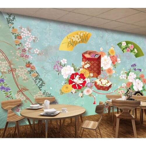 Bacaz Japanese Style Sakura 3d Flower Wallpaper Mural for Restaurant TV Background 3d Wall Mural Wall paper 3d Flower Stickers