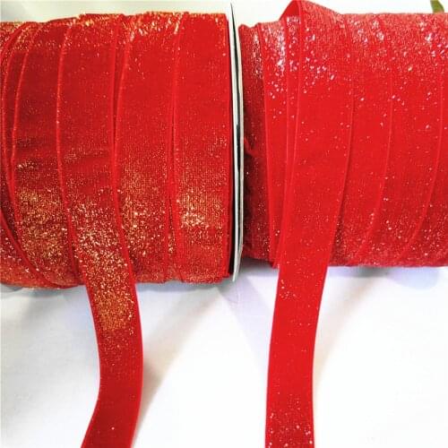 GOLD SEQUIN velvet ribbon without elastic band 25mm soft wide singing face hair band clip Bow Hat lace sewing dark red 480