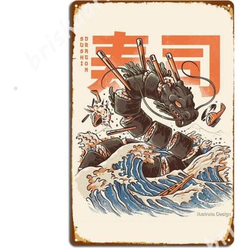 Great Sushi Dragon Metal Signs Wall Cave Club Bar Plaques Designing Tin sign Posters