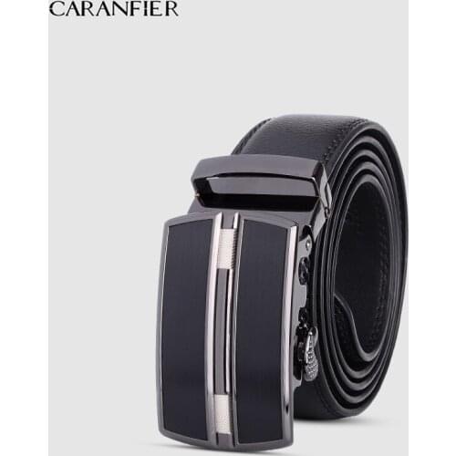 CARANFIER Designer Mens Belts Genuine Cow Leather Men Belt Luxury Automatic Buckle Strap Classic Business Male Cowskin Belts