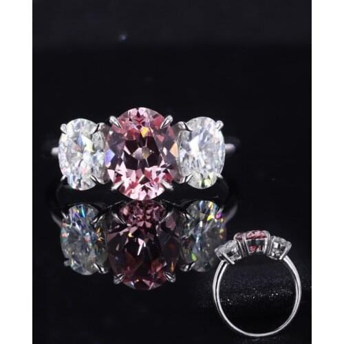 Cheerstar 9K Lab sapphire Oval 7x9mm with moissanite melee stone ring