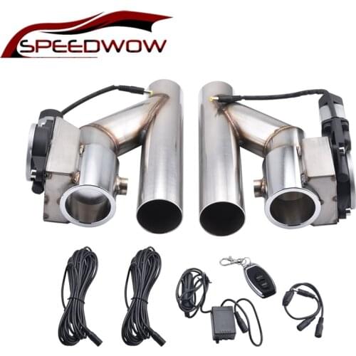 ESPEEDER 2''/3.0'' Stainless Steel Headers Y Pipe Double Electric Exhaust Cutout Dual Valve With Remote Control Cut Out Kit