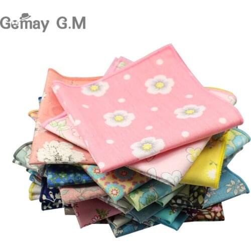 Brand Casual Mens Cotton Handkerchiefs Woven Floral Print Pocket Square Male Wedding Party Handkerchief Soft Towels Hanky
