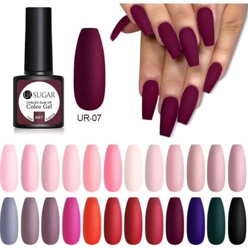 UR SUGAR 7.5ml Matte UV Gel Nail Polish Nail Color Matte Top Coat Soak Off Nail Art Gel Varnish varnish Base Top Coat DIY