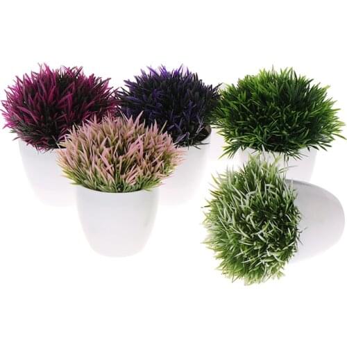 1pc Artificial Plant Bonsai Potted Grasses Fake Plants With Pot Small Art Craft For Home/garden/room/hotel Decorations Bromeliad