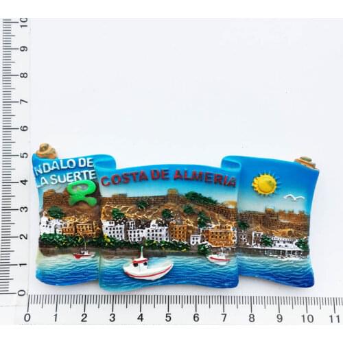 Spain Tourism Memorial Gift Handmade Painted Decoration Crafts Almeria Coast Magnetic Fridge Magnet