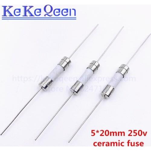 10PCS/LOT Ceramic Fuse 5*20mm 5*20 F5A F6.3A F8A F10A F12A F15A F25A 250V With 2 Pin Fuse Fast Blow Fuse 5x20MM
