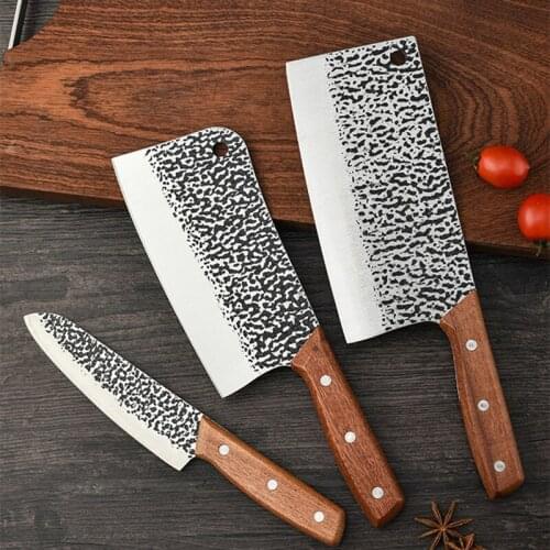 Hammered Forged Knife Household Kitchen Knife Stainless Steel Chef Chopping Chopping Bone Chopping Meat Chopping Slicing Knife
