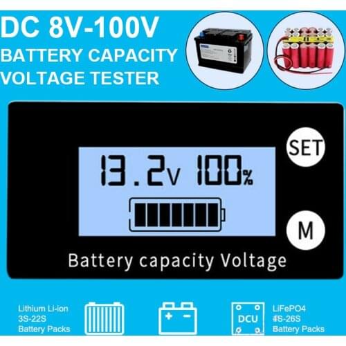 Multi-function Battery Meter BMS LCD Digital Capacity Indicator Voltmeter Digital Voltmeter Voltage Tester Monitor