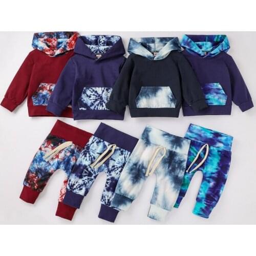 Fashion Baby Boys Clothes Toddler Long Sleeves Autumn Winter Suits Children Splicing Hooded Tops+pants 2 PCS Sets Kids Outfits