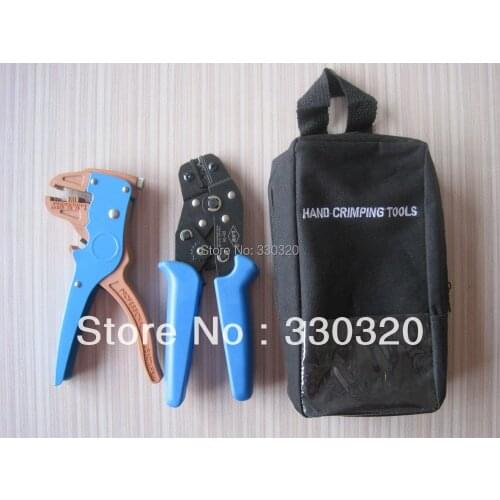 Hand tool set kit for crimping terminals and stripping wire