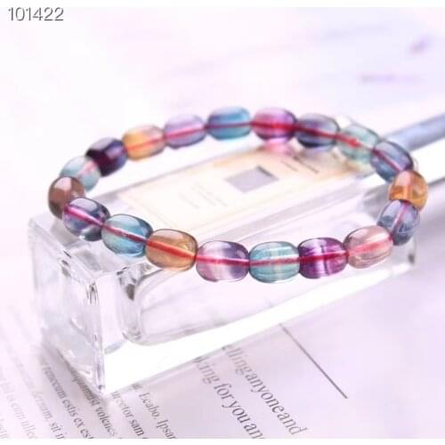 Genuine Natural Colorful Fluorite Clear Barrel Beads Bracelet 12x10mm Rare Fluorite Women Men AAAAA
