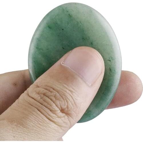 TUMBEELLUWA Natural Green Aventurine Thumb Worry Stone Healing Reiki Crystal Pocket Palm Stone for Anxiety,Chakra Meditation