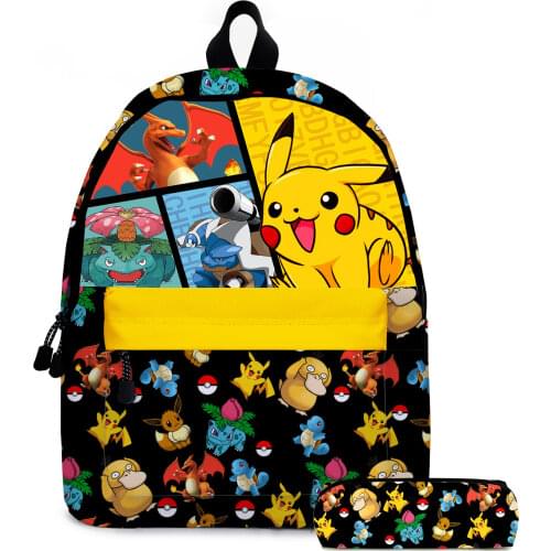 2021 New Pokemon School Bag Backpack Storage Bag Cute Pikachu Pencil Case Teen Girl Boy Large Capacity Rucksack Gifts