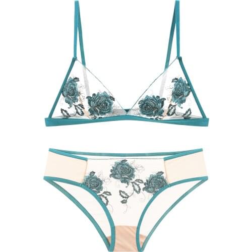 NEW Women Sexy Lace Bralette Flower Print Bra Wire Free Underwear S M L XL