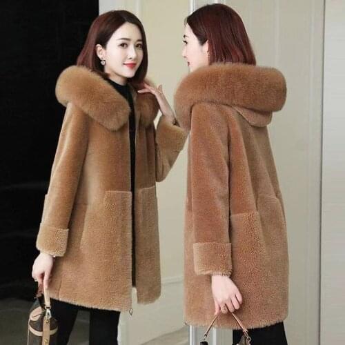 Winter Faux Fur Coat Women Lamb Wool Coat Korean Loose Hooded Overcoat Plush Sheep Shearing Coat Elegant Thick Warm Outerwear