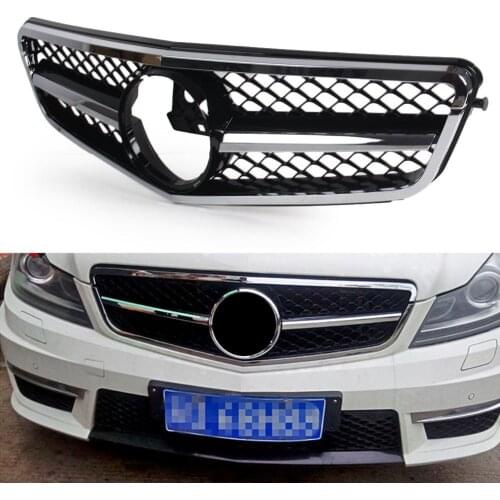 Car Front Grille Upper Grill 1-Pin For Mercedes Benz W204 C-Class C180 C200 C260 C63 2007 2008 2009 2010 2011 2012 2013 2014 ABS