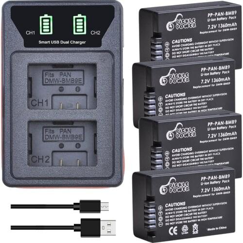 DMW-BMB9 DMW-BMB9E DMW BMB9 Battery + LED Built-in USB Dual Charger for Panasonic Lumix DMC-FZ40 FZ45 FZ47 FZ48 FZ60 FZ62 FZ70