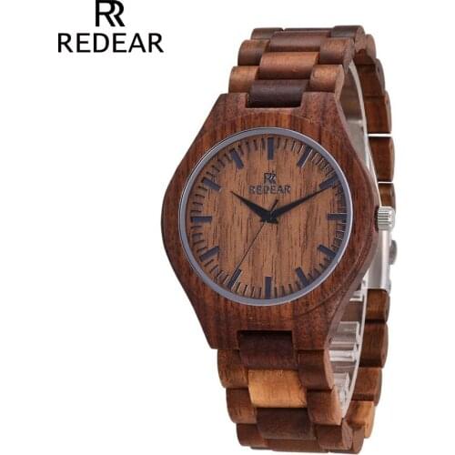 REDEAR Wooden Watch Walnut Wood Case Scale Dial Walnut wood Band Quartz Watch Best Selling 2019 Products