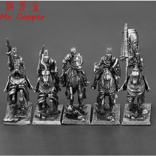 Retro Brass War Chess Medieval Human Knight Legion Soldiers Models Board Game Collections Car Decoration Men Gifts