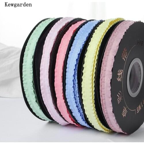 Kewgarden Ruffled Grosgrain Ribbons 3/8" 10mm DIY Headband Accessories Handmade Tape DIY Bow Bouquet Package Riband 20 Yards