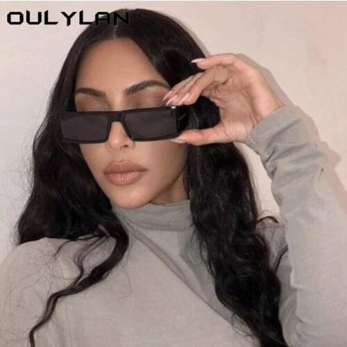 Oulylan 2021 Colored Punk Sunglasses Women Luxury Brand Square Temples Sun Glasses Men Black Rectangle Glasses UV400 Outdoors