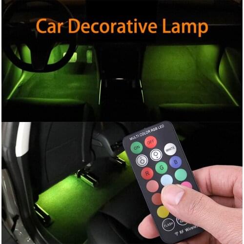 Led lights Car Foot Light Ambient Lamp With USB Wireless Remote for golf 7 bmw e90 passat b5 etc. car decoration accessories