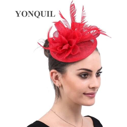 Women Fascinator Headwear Hat Wedding Party Hairpin Feather Floral Occasion Hair Feather Accessories Chapeau For Ladies Bridal