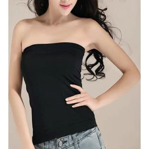 Newly Summer Women Girl Sexy Short Strapless Solid Color Prevent Exposed Seamless Wrapped Chest Stretch Boob Tube Top