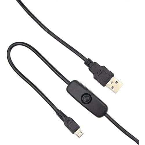 1M USB Cable Power Wire With ON/OFF Button Swith Power Cables USB to Micro USB Port Charger Cable for Raspberry Pi 3/Zero