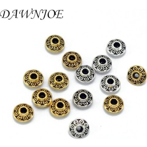 100 pcs 6mm Vintage UFO Emboss Spacer DIY Making Charming Bracelets Bead Spacer Separated Beads Jewelry Finding