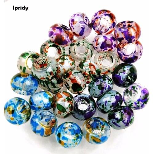 100Pcs/lot Opaque Double Color 8mm Large Hole European Beads Rondelle No Brass Core fit Bracelet Necklace Spacer Beads