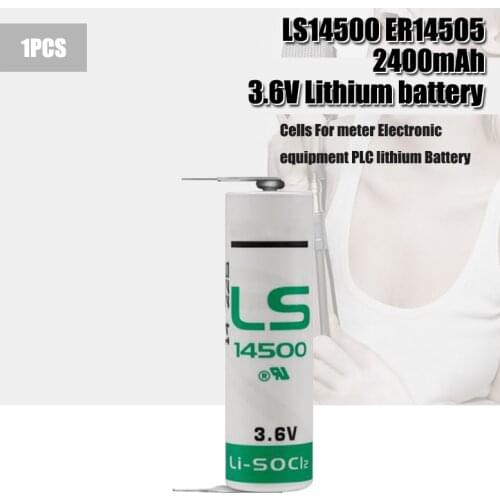 1PCS High quality SAFT AA 14500 3.6V 2600mAh Lithium Battery For Gas Meter Alarm LS-14500 ER14505 With Pins
