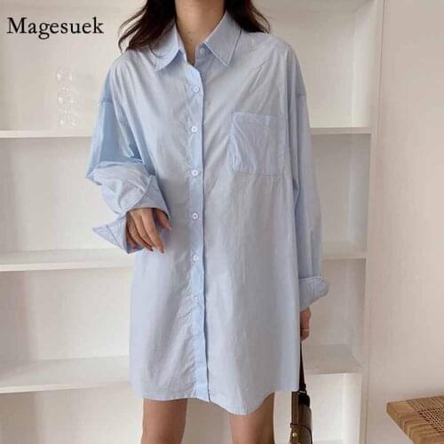 2021 Autumn Women Casual Blouse Plus Size Long Solid Shirts Korean Tops Womens Shirts Fashion Cotton Lady Clothes Blusas 10359